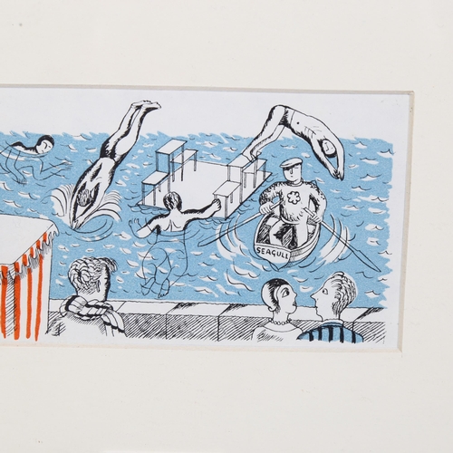 726 - Edward Bawden (1903-1984), lithograph print, Signature 3 Curwen Press 1936, 14cm x 7cm, framed