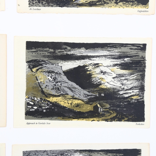 734 - John Piper, 6 original lithographs in common frame, circa 1944, scenes from Wales, 21cm x 14cm each