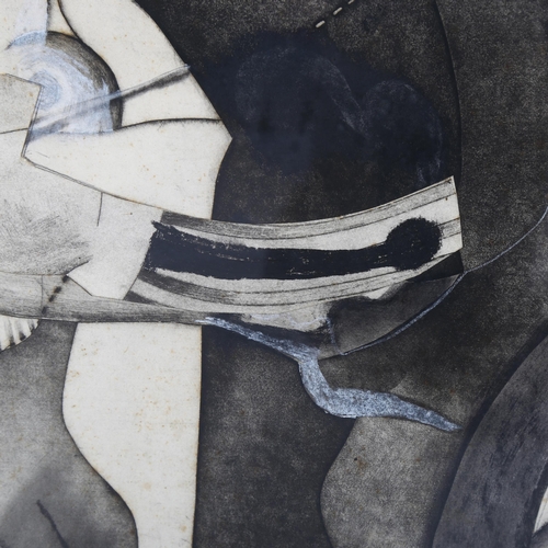 748 - Roland Jarvis, abstract in charcoal, mixed media, signed 87cm x 47cm