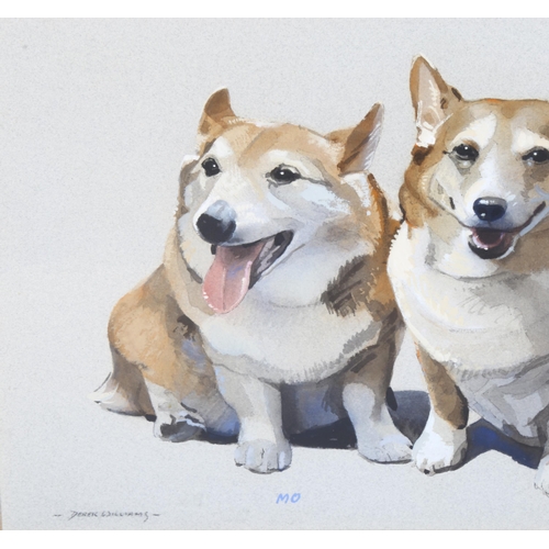 752 - Derek Williams, watercolour, pair of Corgi dogs, signed, 44cm x 30cm, framed