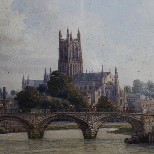 756 - Arthur Gordon (circa 1883-1944), Worcester Cathedral from the river, watercolour, signed and dated 1... 