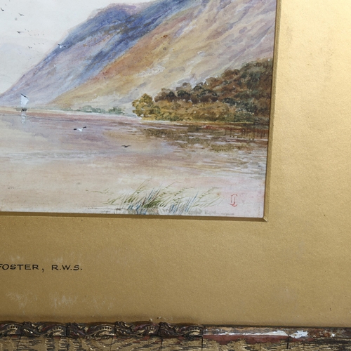 757 - After Birket Foster, wood colour of Highland loch scene, 24.5cm x 17cm, framed