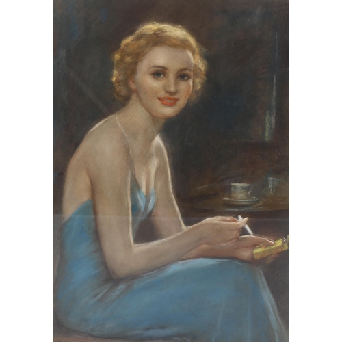 772 - Anglo-American School, 1920s portrait of young woman, coloured chalk, 57cm x 40cm, unsigned, framed