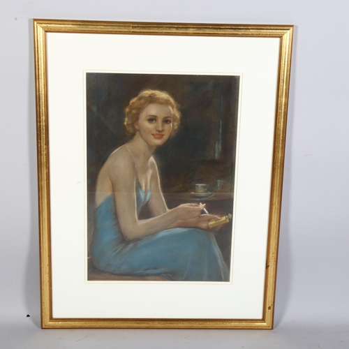 772 - Anglo-American School, 1920s portrait of young woman, coloured chalk, 57cm x 40cm, unsigned, framed