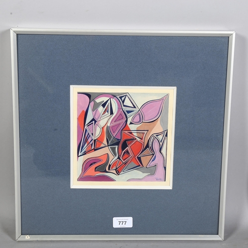 777 - 20th century School, after Wyndham Lewis, abstract study, indistinctly signed, 17cm x 17cm, framed