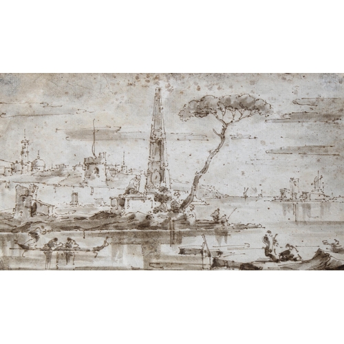 788 - 18th century Italian School, ink study of an Ancient tower, together with an Italian capriccio ink s... 