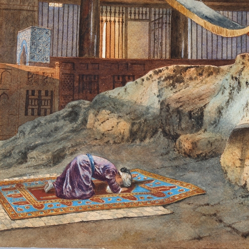 792 - Two watercolours, possibly Persian / Orientalist School, 1 image of a man praying, and another of a ... 