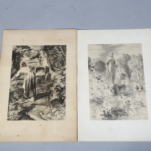 801 - Thomas Bolton Gilchrist Septimus Dalziel (1823-1906), two charcoal studies on paper, one drawing sig... 