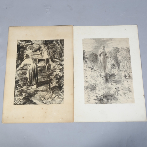 801 - Thomas Bolton Gilchrist Septimus Dalziel (1823-1906), two charcoal studies on paper, one drawing sig... 