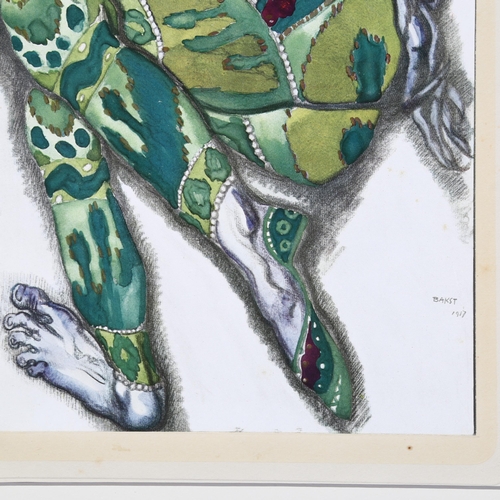 803 - Leon Bakst (1907-1972), 'Costume Study', a lithograph with applied silver pochoir dated 1920, 16.5cm... 