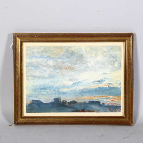 814 - A small 19th Century landscape/skyscape, oil on paper, unsigned, 22cm x 16cm, framed and glazed