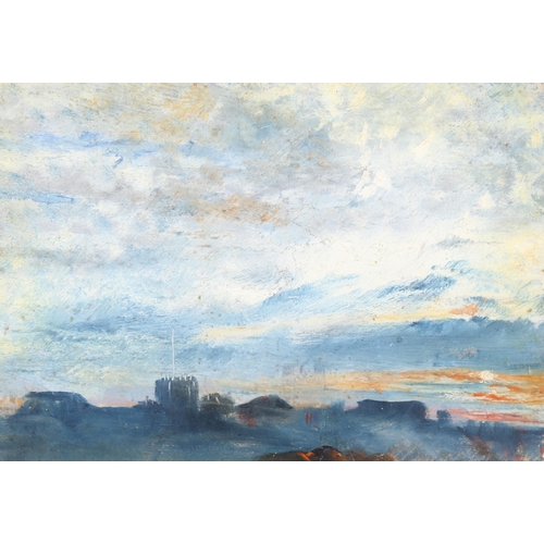 814 - A small 19th Century landscape/skyscape, oil on paper, unsigned, 22cm x 16cm, framed and glazed