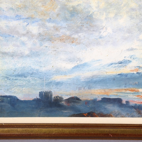 814 - A small 19th Century landscape/skyscape, oil on paper, unsigned, 22cm x 16cm, framed and glazed