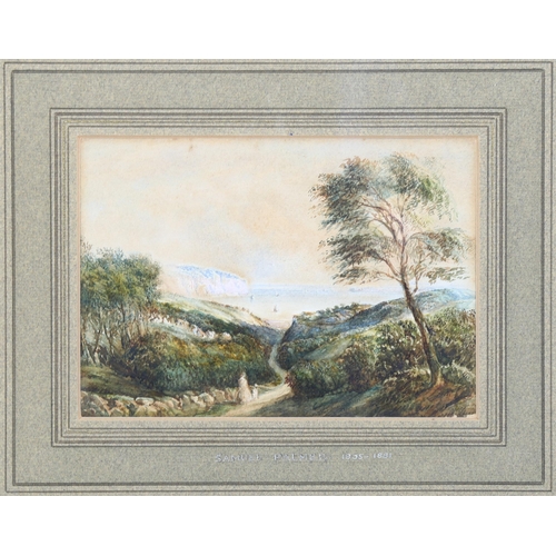 818 - 19th century watercolour landscape, unsigned, the card mount is inscribed 'Samuel Palmer 1805 - 1881... 