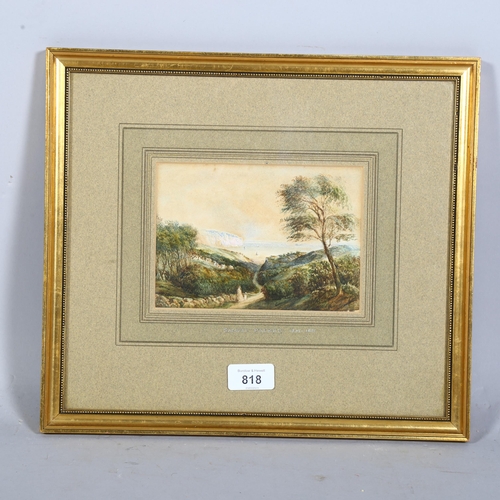 818 - 19th century watercolour landscape, unsigned, the card mount is inscribed 'Samuel Palmer 1805 - 1881... 