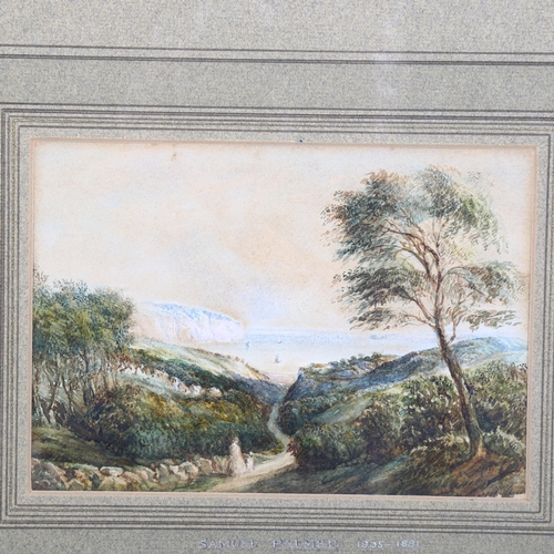 818 - 19th century watercolour landscape, unsigned, the card mount is inscribed 'Samuel Palmer 1805 - 1881... 