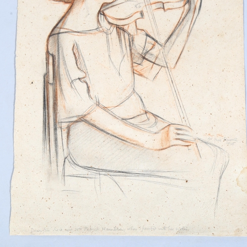 820 - Sir William Rothenstein (British 1872-1945), a sketch of Mrs Patrick Hamilton playing a violin, penc... 