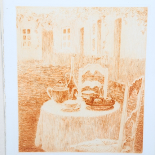 828 - Henri Le Sidaner (French 1862-1939), two post impressionist dry point etchings, 20cm x 17cm, both fr... 