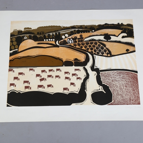 833 - Graham Clarke (British b.1941) 'Chalk Hills', block print on paper, circa 1966, signed in pencil low... 