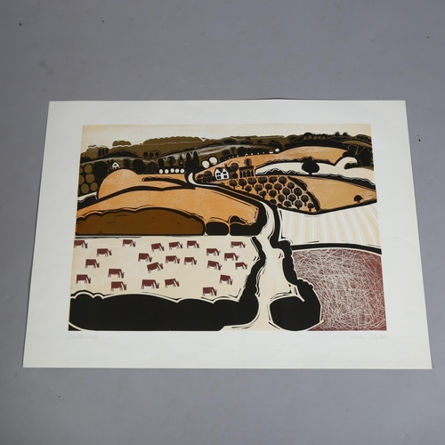 833 - Graham Clarke (British b.1941) 'Chalk Hills', block print on paper, circa 1966, signed in pencil low... 