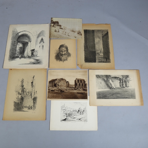 835 - Bonello, a small portfolio of prints depicting Middle Eastern scenes, largest image 36cm x 29cm, all... 