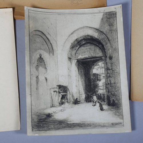 835 - Bonello, a small portfolio of prints depicting Middle Eastern scenes, largest image 36cm x 29cm, all... 