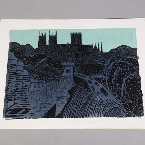 846 - Robert Tavener (British 1920-2004) 'York from the Walls', linocut, edition 31/75, image size 66cm x ... 