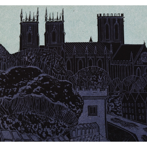 846 - Robert Tavener (British 1920-2004) 'York from the Walls', linocut, edition 31/75, image size 66cm x ... 