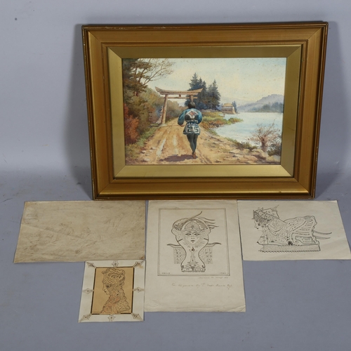 857 - 19th century, Oriental scene, watercolour, monogrammed lower left, image 35cm x 24cm, framed and gla... 