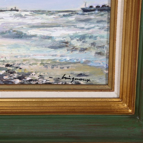 669 - Claude Gaignoux (1924-2005), coastal scene, oil on canvas, signed, 26 x21cm, framed