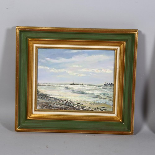 669 - Claude Gaignoux (1924-2005), coastal scene, oil on canvas, signed, 26 x21cm, framed