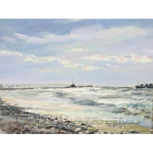 669 - Claude Gaignoux (1924-2005), coastal scene, oil on canvas, signed, 26 x21cm, framed