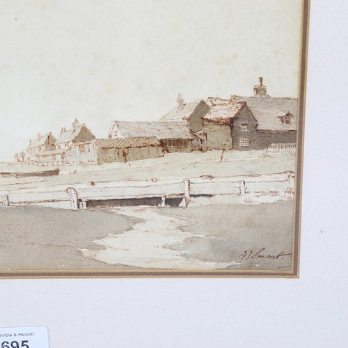 695 - Douglas Ion Smart (1879-1970), estuary scene, watercolour, signed, label verso, 29 x 17cm, framed