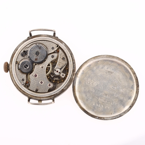 1002 - ROLEX - a First World War Period silver Officer's Trench style full hunter mechanical wristwatch hea... 