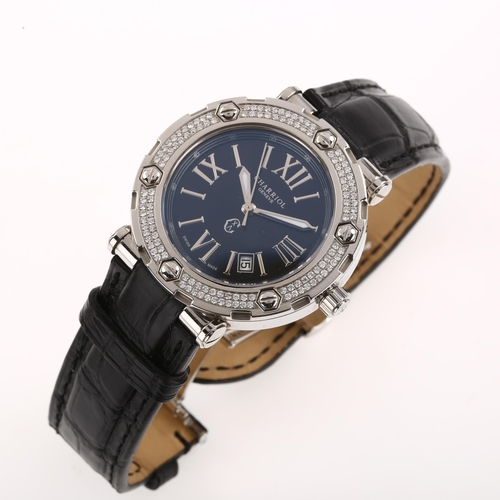 1011 - CHARRIOL - a stainless steel and diamond Rotonde quartz wristwatch, ref. RT38, black dial with Roman... 