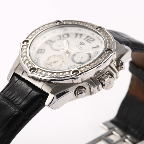 1013 - AQUA MASTER - a stainless steel diamond Professional quartz chronograph wristwatch, silvered dial wi... 