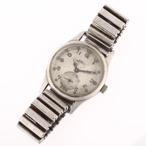 1015 - EBEL - a stainless steel mechanical bracelet watch, silvered dial with Arabic numerals and subsidiar... 
