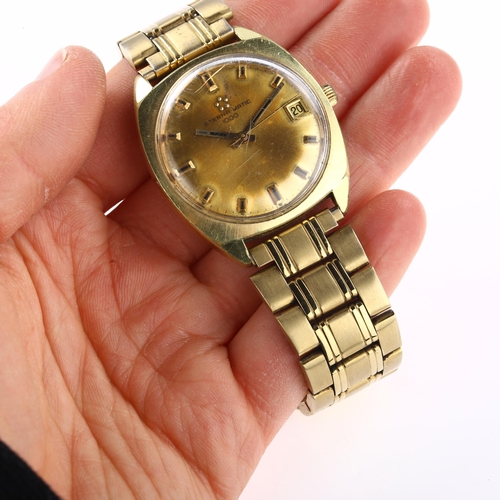 1017 - ETERNA - a gold plated stainless steel Eterna-Matic 1000 automatic bracelet watch, champagne dial wi... 