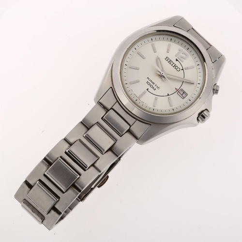 SEIKO a stainless steel Kinetic 100M quartz bracelet watch ref