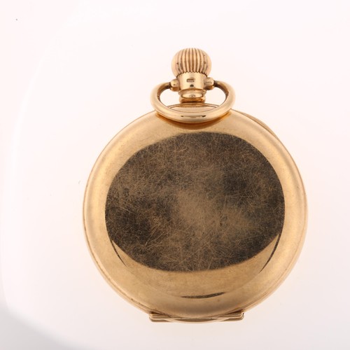 1038 - OMEGA - an early 20th century 9ct rose gold open-face keyless pocket watch, white enamel dial with h... 