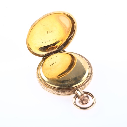 1039 - WALTHAM - an American gold plated full hunter keyless pocket watch, white enamel dial with Roman num... 