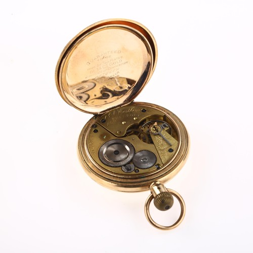 1040 - An early 20th century gold plated open-face keyless pocket watch, by C A Westley of Wednesbury, whit... 