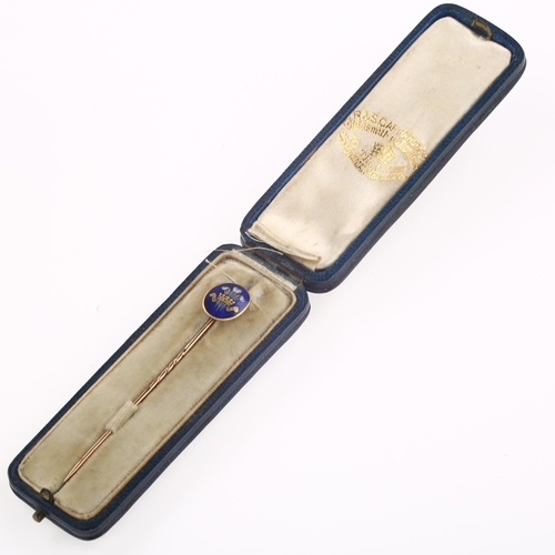1109 - ROYAL INTEREST - an early 20th century Prince of Wales gold and enamel tie pin, Edward VIII Period, ... 