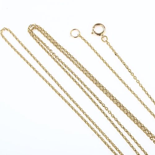 1112 - An Antique 15ct gold cable link long guard chain necklace, chain length 144cm, 21.5g