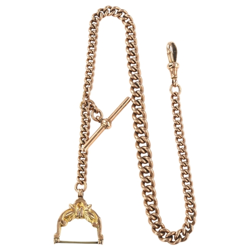 1161 - An early 20th century 9ct rose gold graduated curb link Albert chain necklace, with 9ct T-bar dog cl... 