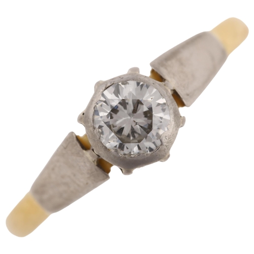 1166 - WITHDRAWN - An 18ct gold 0.35ct solitaire diamond ring, platinum-topped set with modern round brilli... 