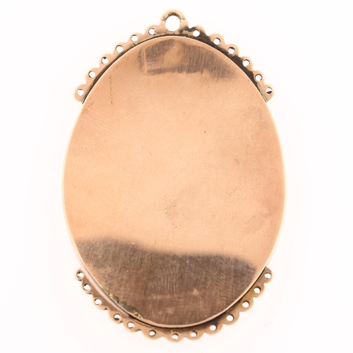 1189 - A Georgian portrait miniature watercolour on ivory pendant/clasp, unmarked rose gold closed-back set... 