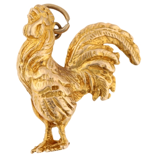 1191 - A mid-20th century 9ct gold figural cockerel pendant, realistically modelled, hallmarks London 1963,... 