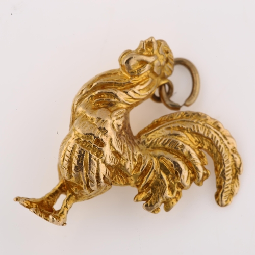 1191 - A mid-20th century 9ct gold figural cockerel pendant, realistically modelled, hallmarks London 1963,... 