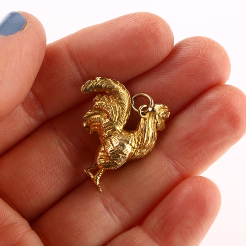 1191 - A mid-20th century 9ct gold figural cockerel pendant, realistically modelled, hallmarks London 1963,... 